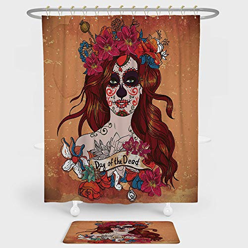 Iprint Day Of The Dead Decor Shower Curtain And Floor Mat