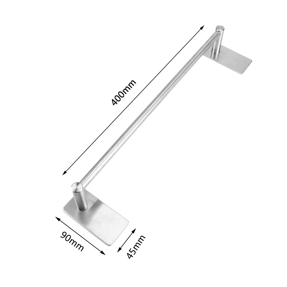 bedee Towel Rail Self Adhesive Towel Bar with 3 Hooks, 40 cm / 15.7 inch Stainless Steel Towel Rack Wall Mounted Towel Holder for Kitchen Bathroom Cupboard