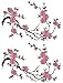 Two Asian Cherry Blossom Sakura Flower Iron on Embroidered Appliques Patch Japanese Chinese (Black-Pink)