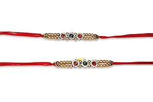Multi Stone Pack of 2 Indian Rakhi for Raksha Bandhan Festival, Rakhi Thread, Rakhi for Brother, Bracelet for Brother | brace