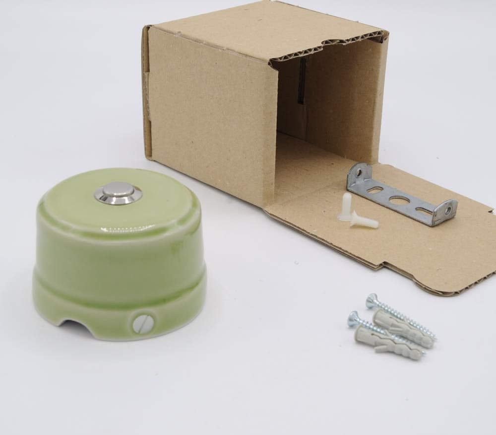 Klartext - 48v Belle ÉPOQUE Vintage Style Push Button for Textile Cable Installation Made of Fine Porcelain Craftsmanship, Glossy Green - Image 3