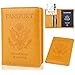 GDTK Leather Passport Holder Cover Case RFID Blocking Travel Wallet (Orange)