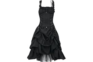 ZEFOTIM Halloween Dress Womens Lace Mesh Patchwork Sleeveless Camisole Mini Vintage Medieval Gothic Dress LY94