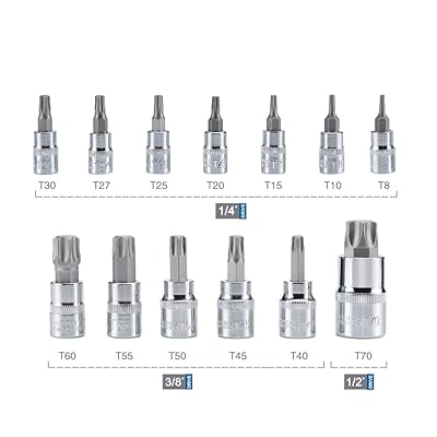 Buy Renekton Torx Star Bit Socket Set 1 2 3 8 1 4 Drive T8 T70 Cr V Steel 13 Pieces Online In Greece B07fpnxqzm