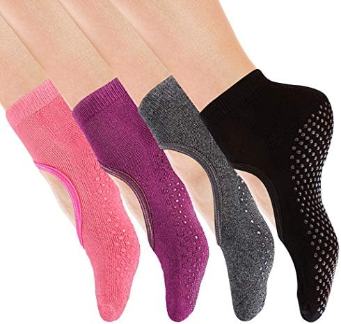 Yoga Socks Non Slip Skid Pilates Ballet Barre with Grips for Women by Cooque