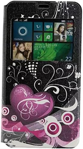 Lumia 640 XL Case,Ngift Nokia Lumia 640 XL Case Flower [Slim Fit] Window View PU Leather Case Flip Cover Folio Case for Microsoft Nokia Lumia 640 XL Case