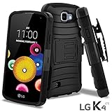 LG K4 2016 Case, LG Optimus Zone 3 Case, LG Spree Case, LG Rebel LTE Case, CellJoy [Ultra Rugged Hybrid] ((Shock-Proof)) Protection Cover {Kickstand} [Locking Swivel Belt Clip Holster Combo] (Black)
