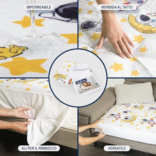 PISOLO - Ultra Absorbent 100% Waterproof Mattress Protector for Baby Bed 91 x 86 cm with Tuck-in Wings, Easy to Change and Washable, Ideal for Potty Training