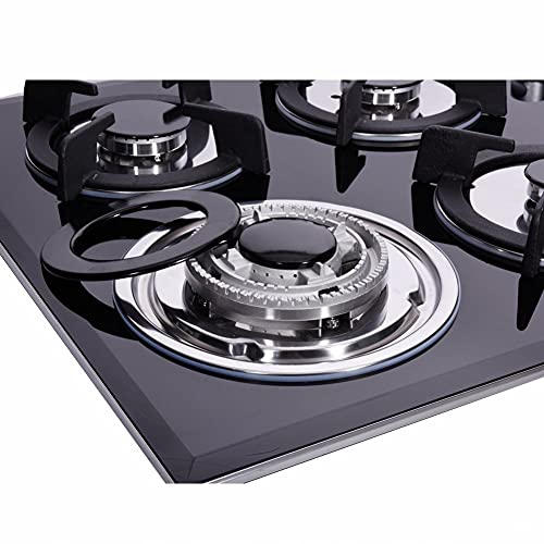 Delikit 12 Inch Gas Cooktop Dual Fuel Sealed 2 Burners Tempered Glass