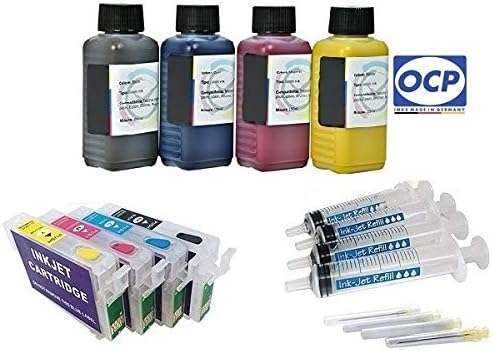 Auto Reset Cartridges such as T16 XL Black, Cyan, Magenta, Yellow - T1631, T1632, T1633, T1634 + 4 x 100 ml OCP Branded Ink