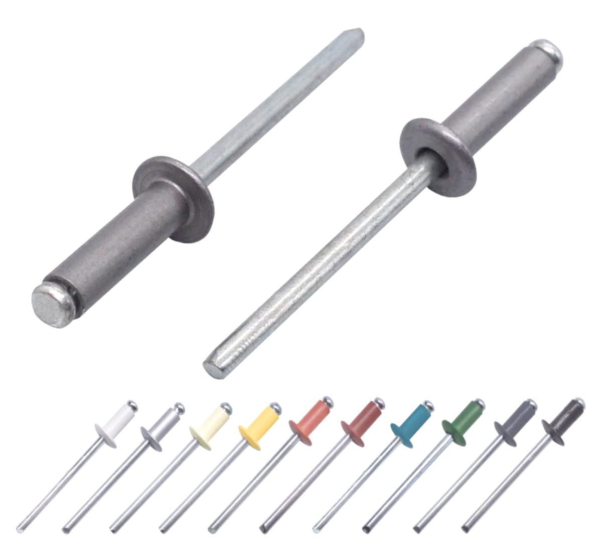 (Pack of 400 pcs) Painted Blind Rivets 4.0 x 14 mm, Dome Head, DIN 7337, Aluminum Rivet and Steel Mandrel, Pop Rivets (400, Grey Aluminium RAL 9007)