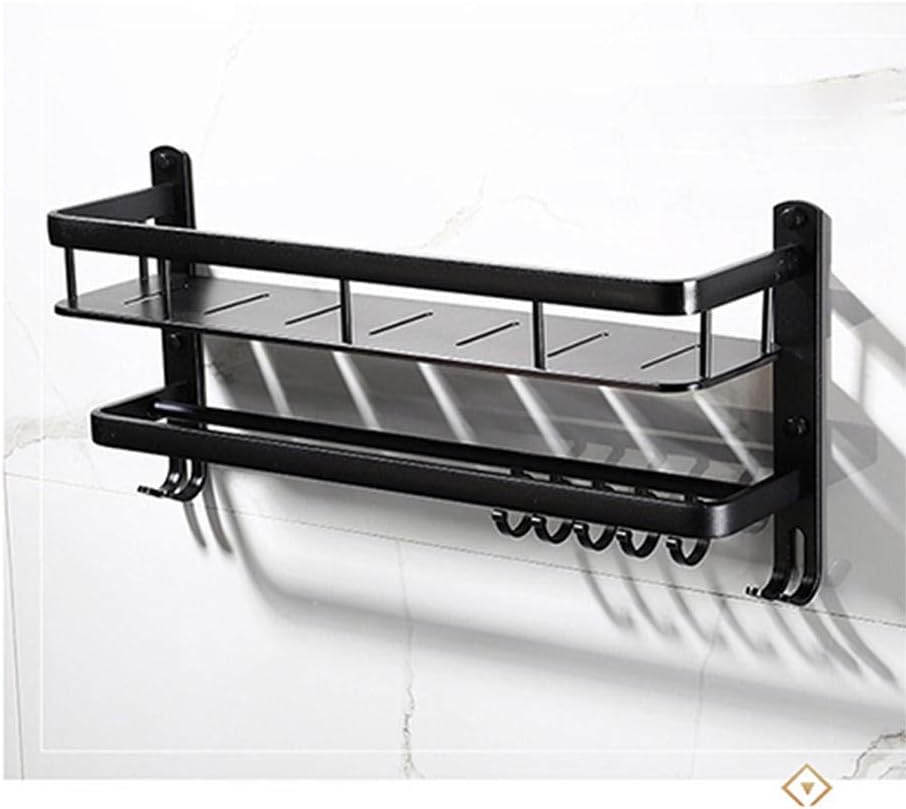estante de baño negro cinturón doble negro con varilla de 50 cm cepillo