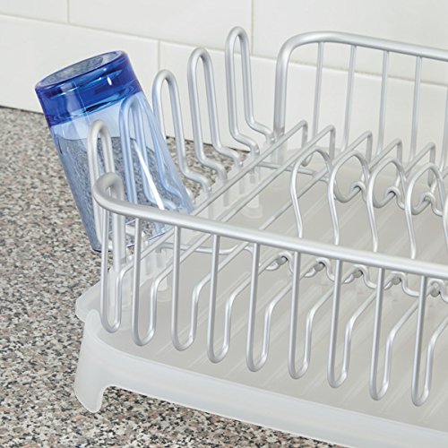 mDesign Rustproof Aluminum Dish Drainer with Swivel Spout for Kitchen