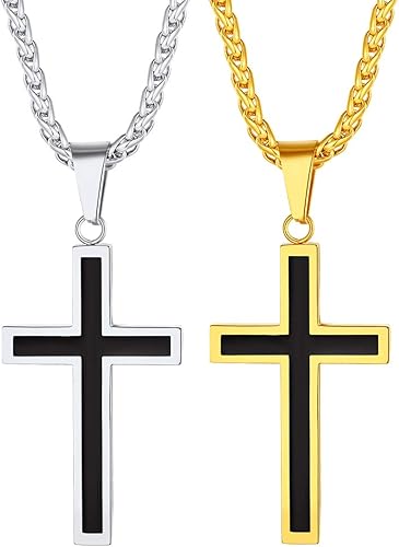 Amazon Richsteel クロスネックレス ゴールド シンプル 大きい お守り メンズペンダントトップ 十字架ネックレス K18金メッキ スピガチェーン ネックレス 通販