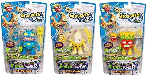 Grossery Gang Season 3 Action Figurine Bundle – Squished Banana – Blow Fry – Fungus Fries