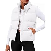 Zeagoo Women Puffer Vest Sleeveless Cropped Outerwear Warm Winter Lightweight Coat Stand Up Collar Down Jackets With Pockets