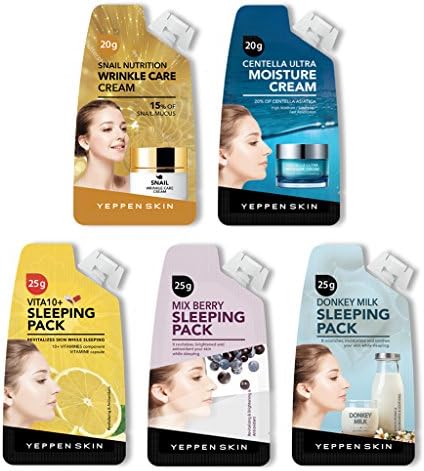 [YEPPEN SKIN] Spouted Pouch Cosmetics Facial Moisturizing Cream & Sleeping Mask Pack of 5 / Lightweight Pouch for Travel, Portable Cosmetics