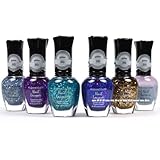 KLEANCOLOR NAIL POLISH 3D ADDICTION GLITTER TOP COAT LOT OF 6 COLORS KNP16 + FREE EARRING