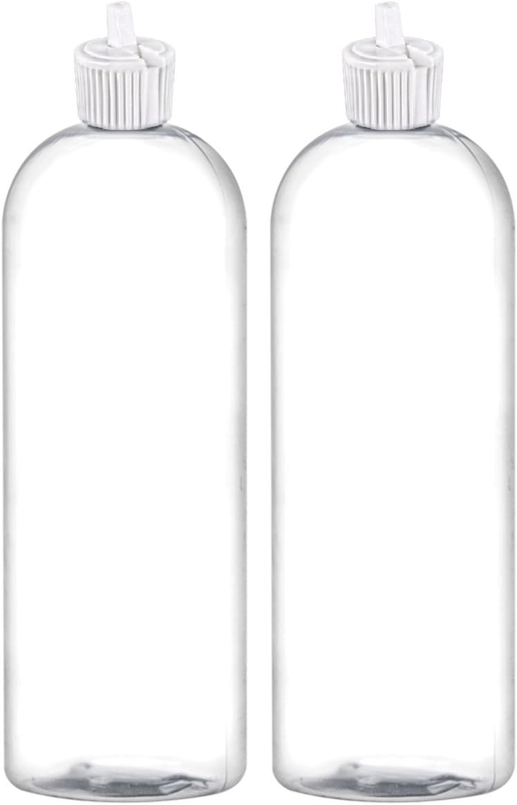 MoYo Natural Labs32 oz Refillable Bottles, Empty Travel Containers with Toggle Caps, One Quart Travel Bottles, BPA Free PET Squeezable Toiletry/Cosmetics Bottle (Pack of 2, Clear)