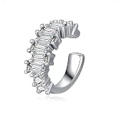 PHNIBIRD Silver Baguette Crystal CZ Pave Ear Cuff for Women | Sparkling CZ Silver Ear Cuff, Single Piece, Secure Pave Setting, Lightweight, Dainty Daily Wear, Gift Box Included