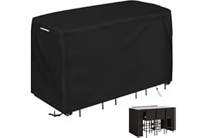 Loenel Outdoor Bar Height Dining Set Cover, Heavy Duty Waterproof Patio Bar Height Table and Chair Cover for Rectangular 76"L Tall High Furniture Set - 76"L x 34"W x 42"H