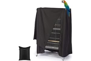 Skyour Bird Parrot Cage Cover Waterproof Sun Square Rolling Stand Birds Parrots Cages Covers Good Night Parrot Birdcage Protector Covers (35x25x47in)