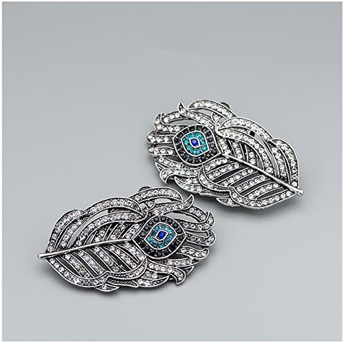 Douqu 1 Pairs Vintage Rhinestone Crystal Metal Shoe Clips Detachable Fashion Feather Wedding Party Shoe Charms