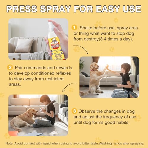 No Chew Spray for Dogs Bitter Apple Spray for Puppies Stop Dogs from Chewing Furniture Spray Anti Licking for Dog Yuck Bitter Spray Deterrent Formula for Puppies and Cats Alcohol Free Gentle on Skin