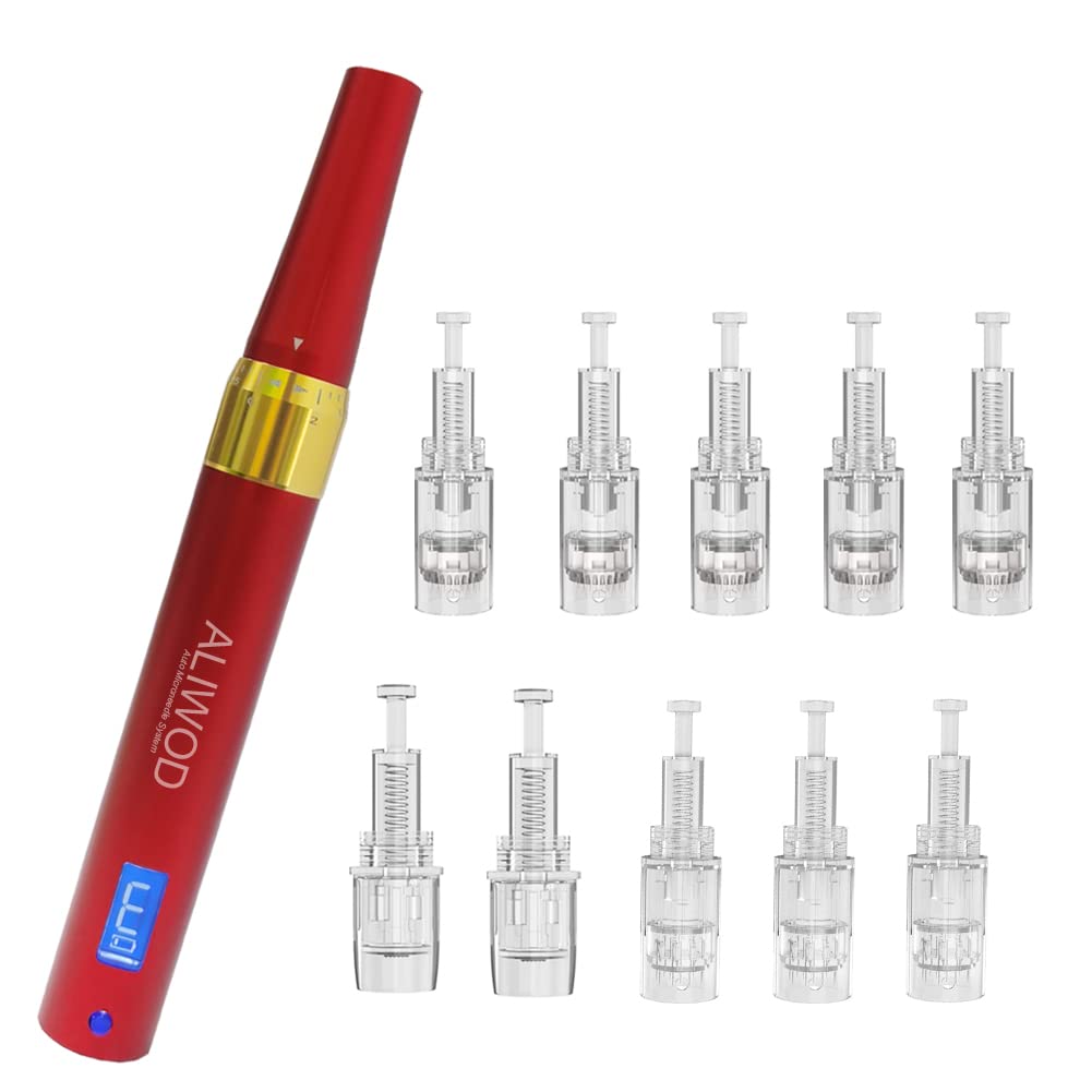 ALIWOD Microneedling Pen Wireless Electric Machine Anti-Aging Skin Repair Care Device Skin Tools Kit 36Pin,12Pin,3D Nano Needles Cartridges for Face Stretch Marks Acne Scars Wrinkles UK742