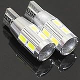 2pcs Ridiculously Bright Yellow Canbus Error Free T10 Projector 10 SMD LED Light Bulbs With Aluminum Heat Sink Bright Car Light Bulb 194 168 147 152 158 159 161 184 192 193 2881 2825 L159-B