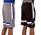 LA Gear 2 Pack of Men's Active Wear Striped Shorts with Pockets, Black & Grey LA164500 L