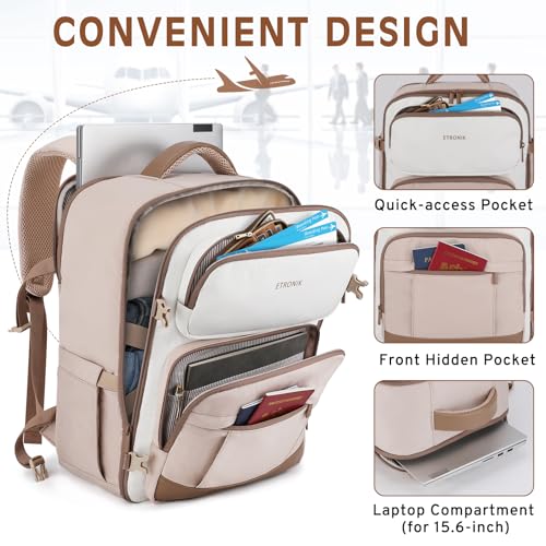 ETRONIK for Ryanair Cabin Bag 40x30x20 Underseat，24L Rucksack can Serve as 15.6 Inch Laptop Bag, Water Resistant Carry-On Hand Luggage Bag for Backpacks Travel, Airline Approved for Easyjet