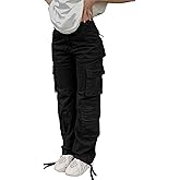 SDNGED Cargo Pants for Women High Waisted Casual Pants Baggy Y2k Straight Wide Leg Pants with Pockets Streetwear