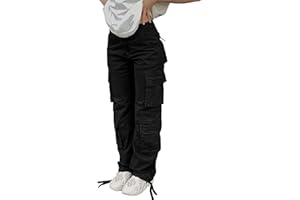 SDNGED Cargo Pants for Women High Waisted Casual Pants Baggy Y2k Straight Wide Leg Pants with Pockets Streetwear