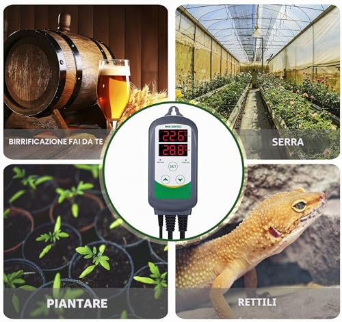 Inkbird ITC-308 220 V Digital Temperature Controller Thermostat Control with Heating and Cooling for Homebrew, Breeding, Greenhouse