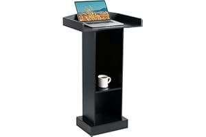 Gamneylife Wooden Podium Stand for Lectern Presentation Church Classroom, Podium for Lecture with Heavy Base Black Pulpit Lecture Teacher Conference Wedding Speech