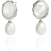 Freshwater Cultured White Pearl Dangling Drop Earrings for Classy Women