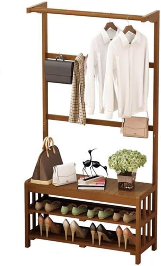 JIAYING Percheros Banco de Zapatos 3 en 1, Perchero, Estante de