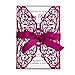 FEIYI 25 Pieces 5 x 7 inches Laser Cut Wedding Invitations Cards Free with Burgundy Color Ribbon for Birthday Baby Shower Wedding Rehearsal Dinner Invite (Burgundy)