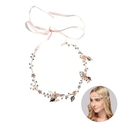Haarschmuck von Oshide Blättern und Blumen Weiß Perlengirlande mit Strass Braut Braut Haarschmuck