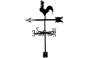 CURCKUA Weather Vane Roof Mount Animal Shape Weathervane Iron Decorative Wind Vane 13x22inch Wind Direction Indicator for Yard Garden Farm, Rooster Weather Vanes for Yard Wind Direction Indicator Wind Vane