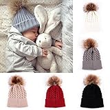 Oenbopo Baby Winter Warm Knit Hat Infant Toddler Kid Crochet Fur Hairball Beanie Cap