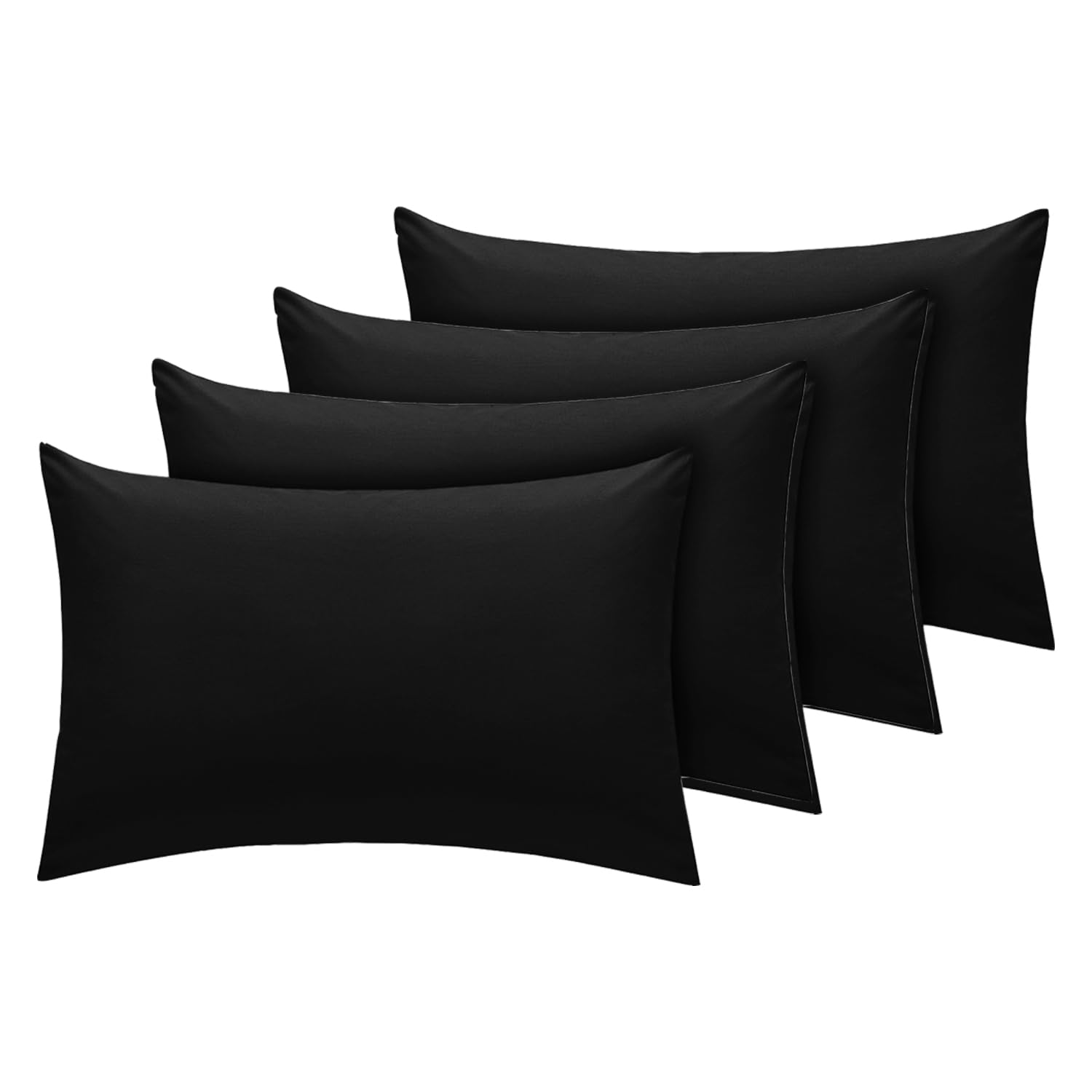 DTEX HOMES Pillowcases Pack of 4 Ultra Soft Polycotton Envelope Closure Pillow covers (Black-Housewife)