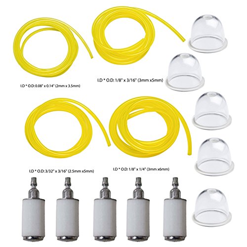 HIFROM 0057003 0057004 Primer Bulb with 4 Different Size Fuel Line Hose and Fuel Filters for Poulan Craftman Homelite Chainsaw String Trimmer Blower