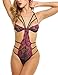 Avidlove Sexy Teddy Lingerie for Women One Piece Halter Lace Babydoll Bodysuit Rose Red S