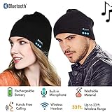 ABOGALE Anna36 Bluetooth Music Beanie, Unisex Bluetooth 4.2 Knit Hat with Stereo Headphones and Microphone Hands Free Talking Christmas Gift (black)