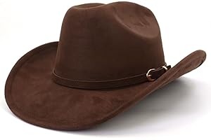 JOTDEW Cowboy Hat Cowgirl Hat Men's & Women's Wide Brim Felt Fedora Hat with Buckle Belt Western Cowboy Hat for Women