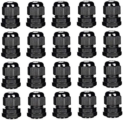 PG11 Nylon Cable Glands Waterproof Cable Gland Joints Connectors for 5mm-10mm Wire Pack of 20