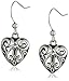 Sterling Silver Open Filigree Heart Dangle Earrings