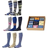 Pierre Henry Over the Calf Socks for Men (9 pairs) | Cotton Over the Calf Dress Socks | Long Socks Stays up
